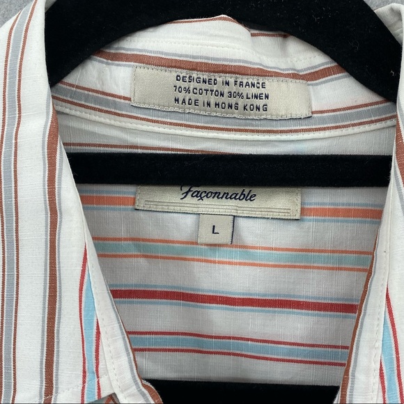 Vintage Faconnable Button-down Linen Blend Shirt - Picture 2 of 10